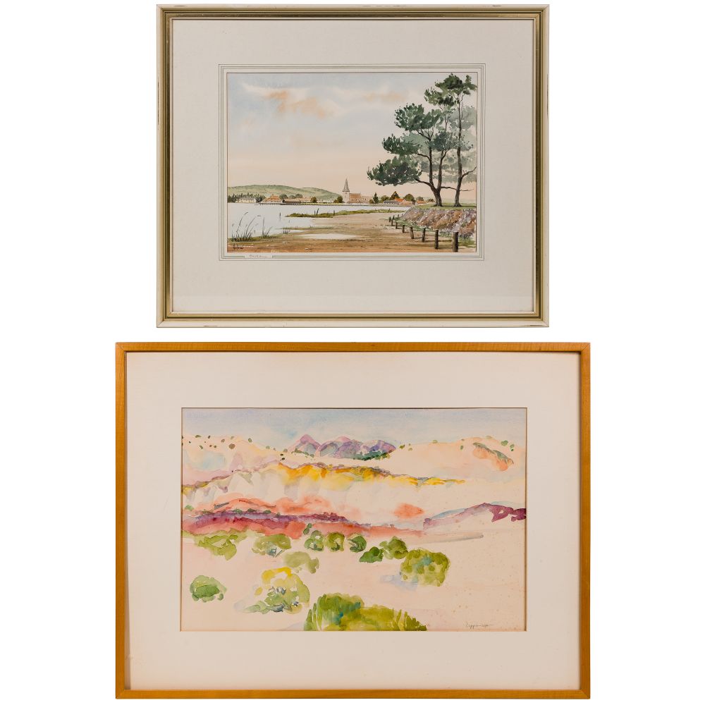 Appraisal: DAVID HOLMES AND CAROLINE LIPPINCOTT WATERCOLORS items including David Holmes