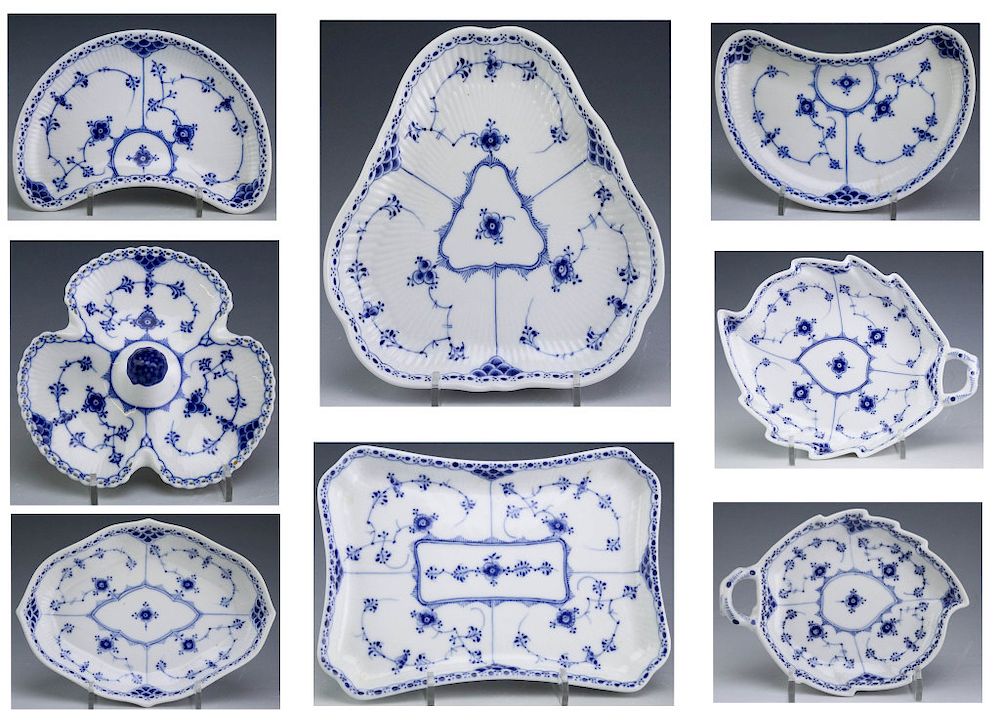 Appraisal: Pcs Royal Copenhagen Blue Fluted Lace Porcelain Eight various pieced