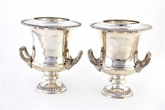 Appraisal: Pair silverplate wine coolers in the Regency taste with gadroon