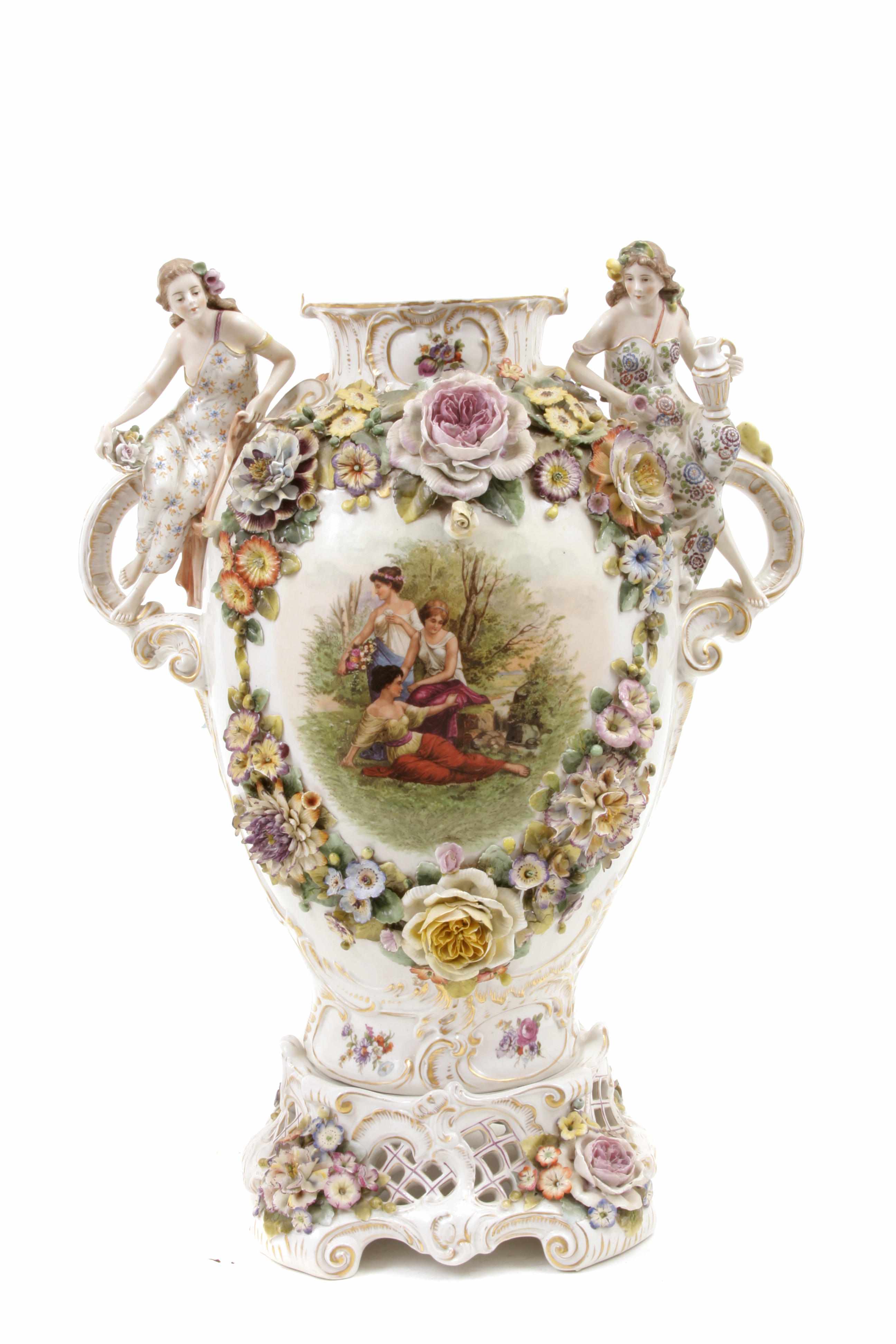 Appraisal: A Capodimonte style paint decorated porcelain two handled vase Underglaze