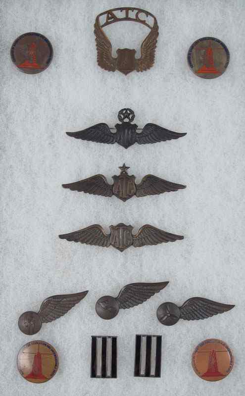 Appraisal: COLLECTION OF US ARMY AIR TRANSPORT COMMAND WINGS PINS Bronze