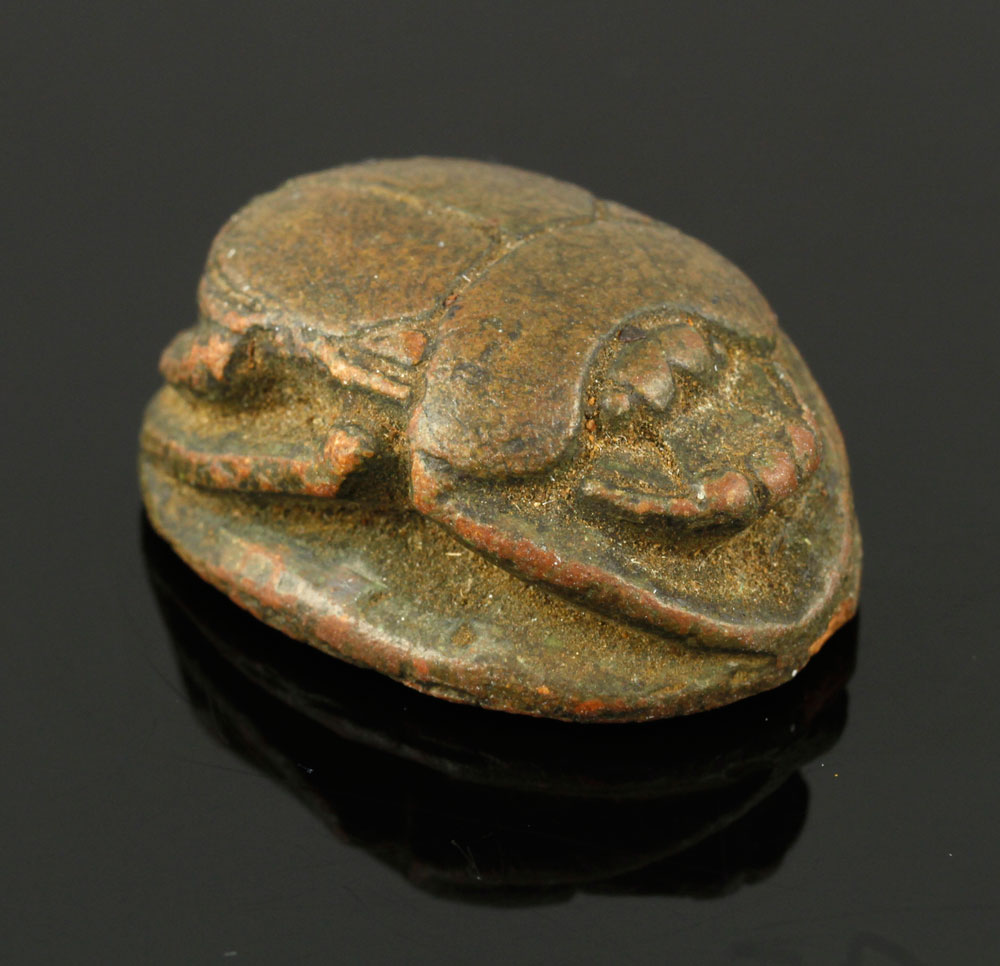 Appraisal: - Amenhotep III Steatite Scarab Seal Steatite scarab seal from