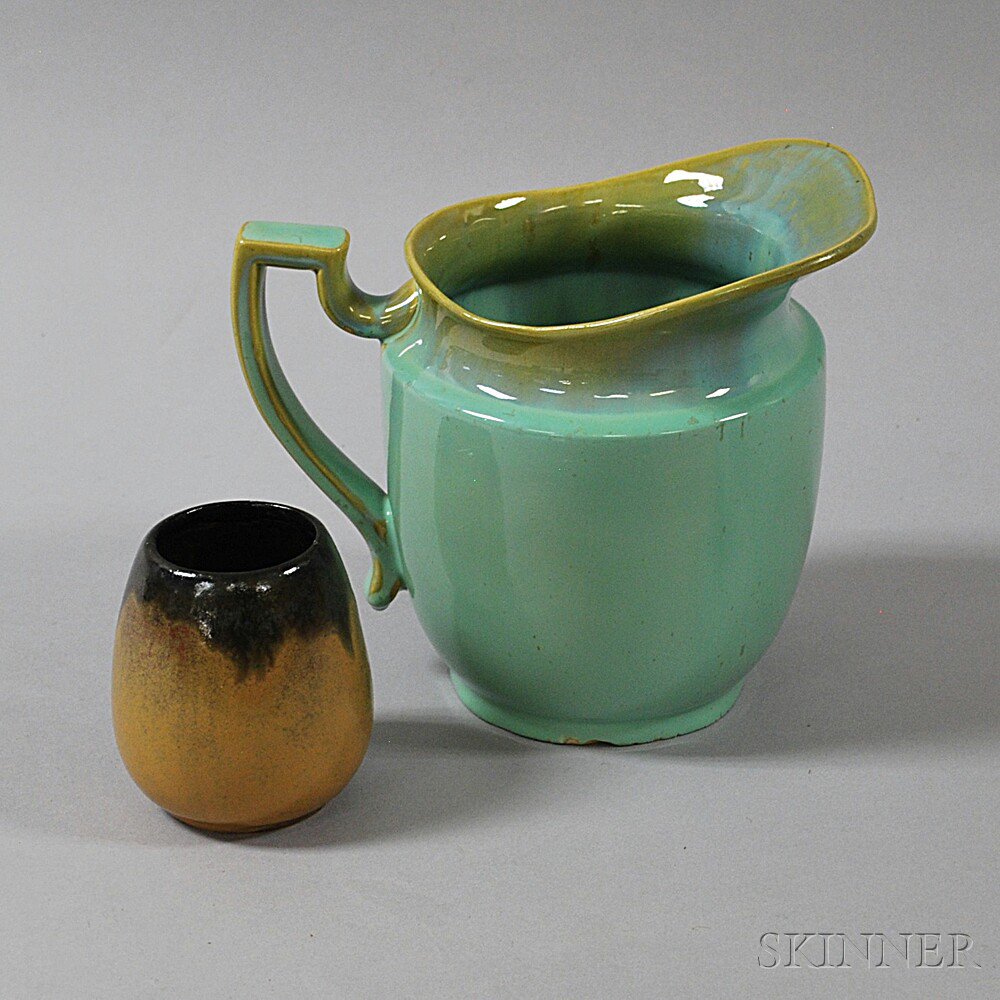 Appraisal: Fulper Pottery Pitcher and a Small Vase Flemington New Jersey