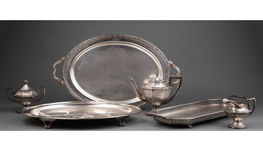 Appraisal: GROUP OF SILVERPLATE SERVING PIECESGroup of Silverplate Serving Pieces incl