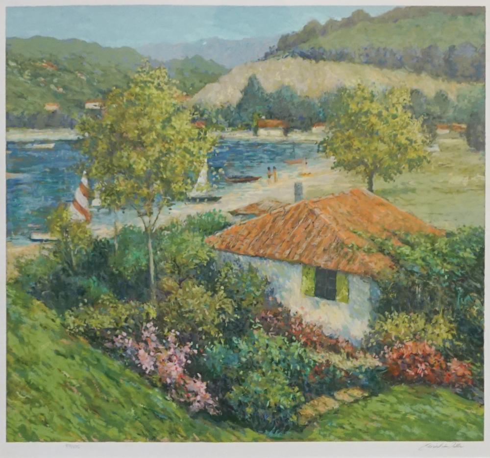 Appraisal: Christian Title American - Cottage by the Bay Serigraph Pencil