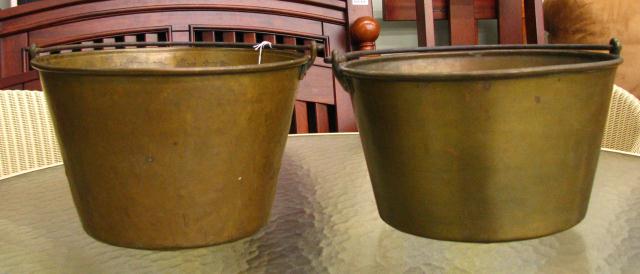 Appraisal: Two Copper Kettles Pails with cast iron bail handles both