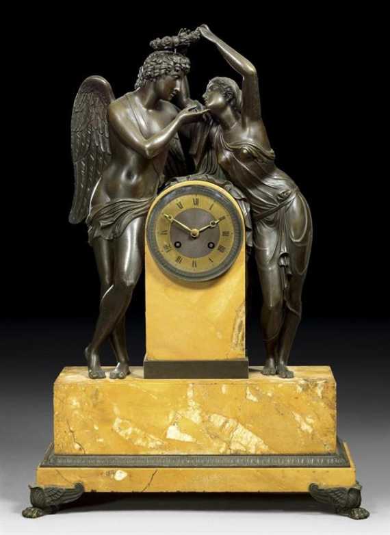 Appraisal: MANTEL CLOCK AMOUR ET PSYCHE Restauration after the model by