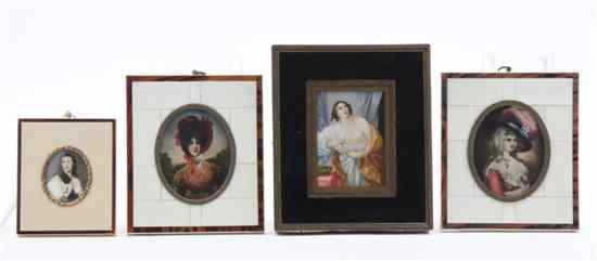 Appraisal: Four Framed Portrait Miniatures comprising two portraits each depicting a