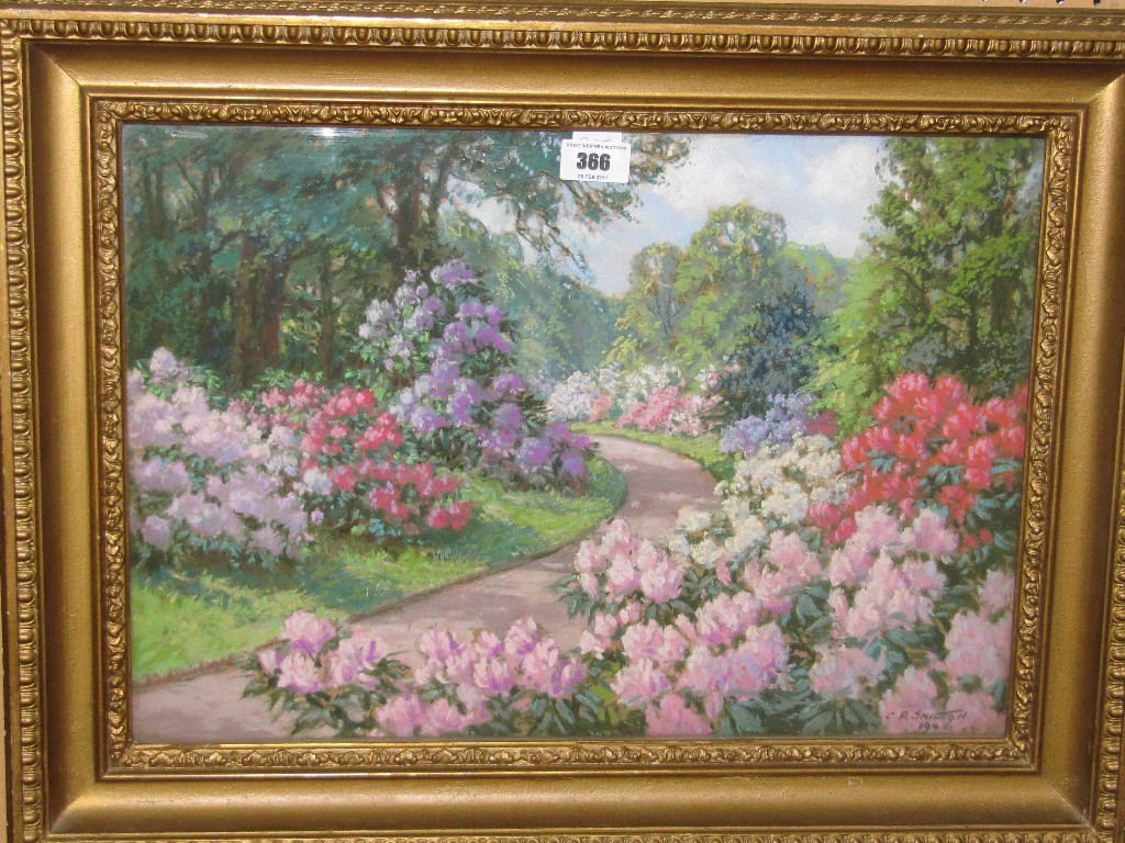 Appraisal: C P SHILTON Pastel 'Rhodedendrum Dell Kew Gardens' signed and