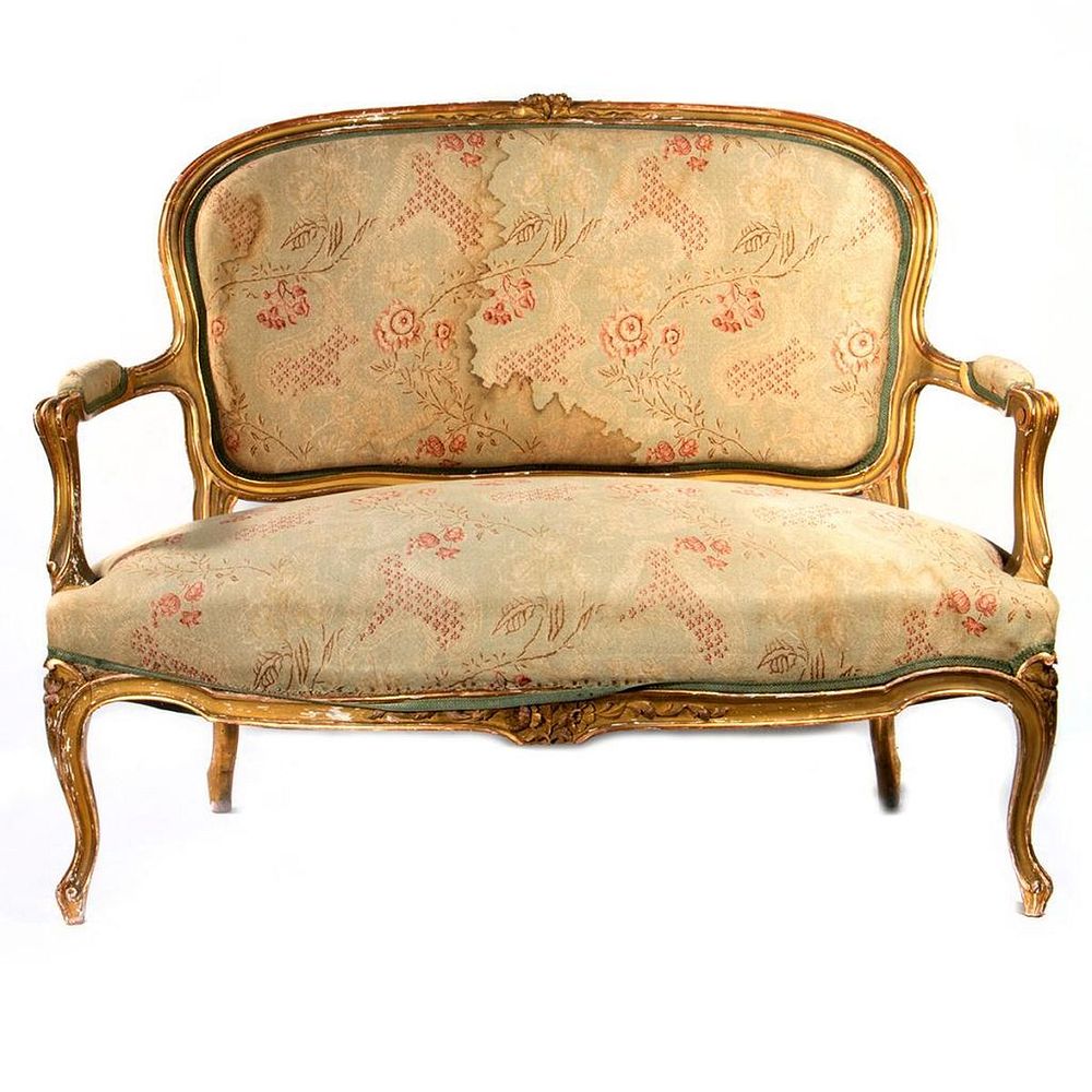 Appraisal: Louis XV Style Giltwood Settee in h in l Condition