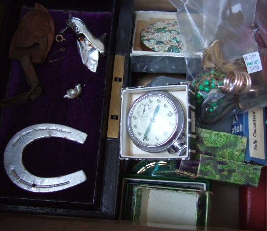 Appraisal: Seven ladies powder compacts two keyless wind watches a cigarette