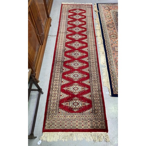 Appraisal: Handwoven wool hall runner carpet approx cm x cm