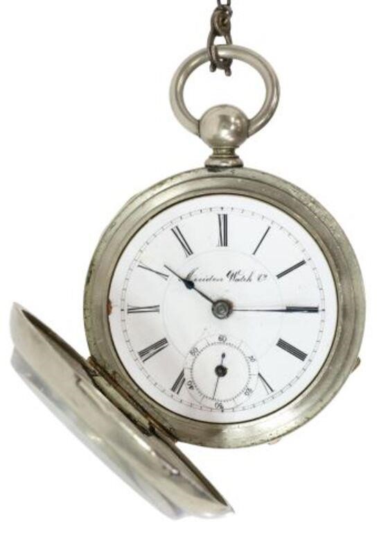 Appraisal: Silveroid cased pocket watch Meriden Watch Company Connecticut white enamel