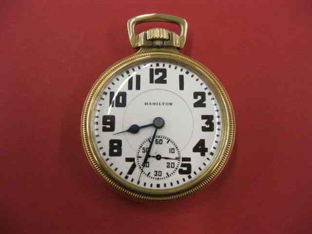 Appraisal: Hamilton Railroad Pocketwatch jewel model positions gold-filled case working