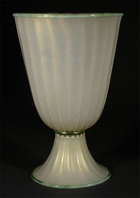 Appraisal: An Italian glass vase attributed to Seguso footed fluted urn