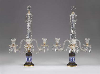 Appraisal: Pair of George III style cut glass patinated bronze and