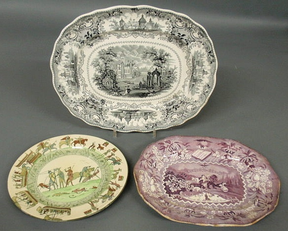 Appraisal: Two Staffordshire transfer decorated platters Peace on Earth x and