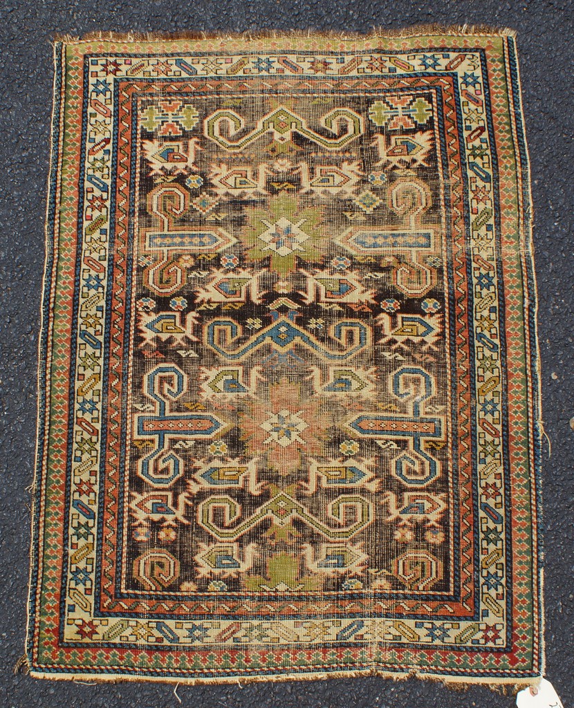 Appraisal: x Caucasian throw rug poor condition