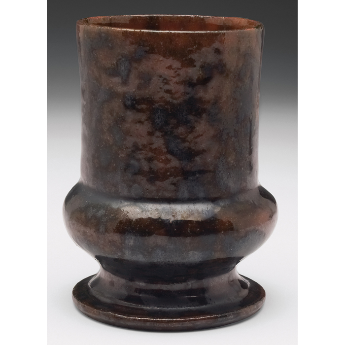 Appraisal: George Ohr vase footed shape covered in a mottled brown