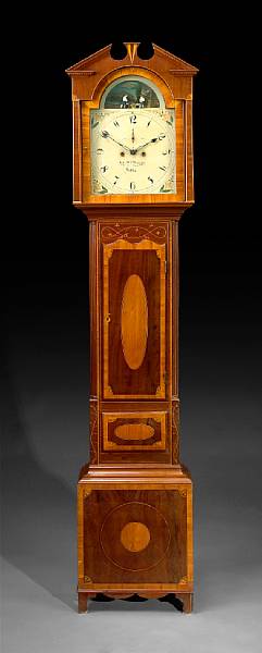 Appraisal: A George III Irish satinwood inlaid mahogany tall case clock