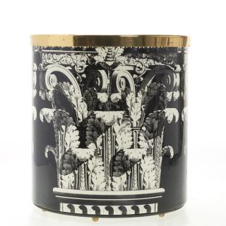 Appraisal: Acanthus lacquer waste basket by Fornasetti Milano Acanthus lacquer waste