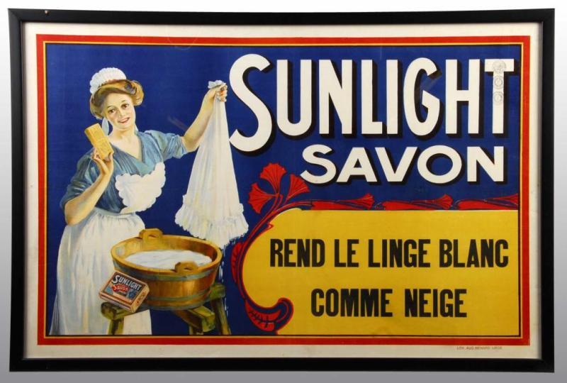 Appraisal: Paper Sunlight Savon Sign Description French poster with great color