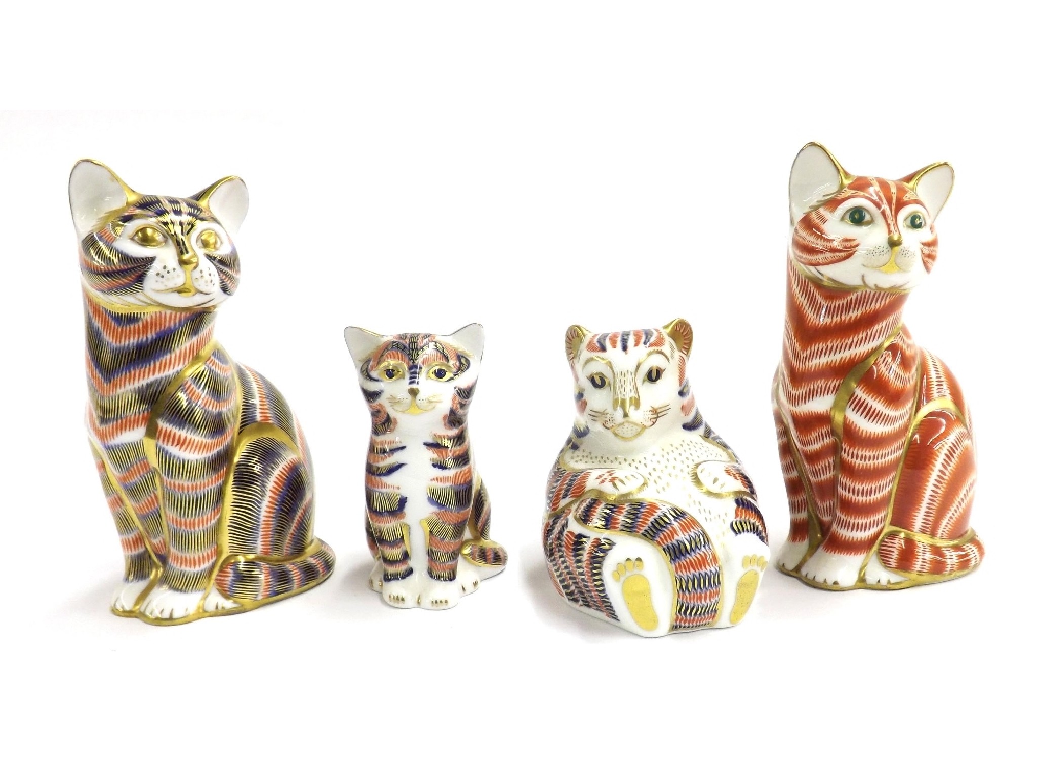 Appraisal: Four Royal Crown Derby Imari porcelain paperweights modelled as cats