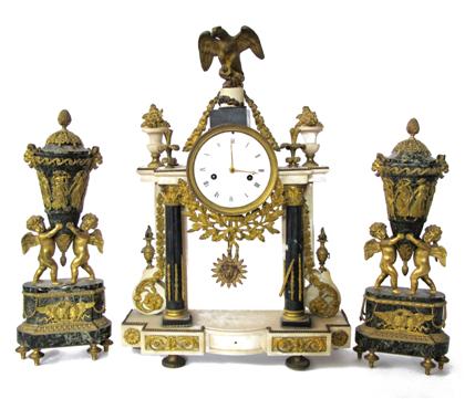 Appraisal: Louis XVI marble and ormolu clock garniturecachard successeur de charles