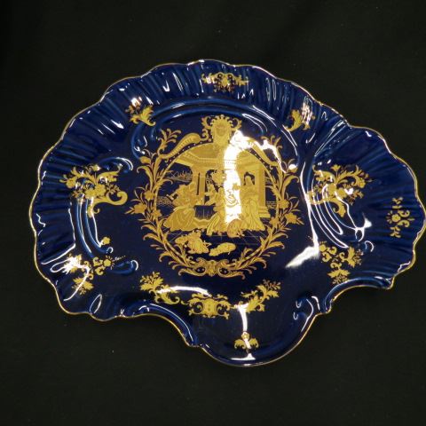 Appraisal: Porcelain Tray gold decoration on cobalt x