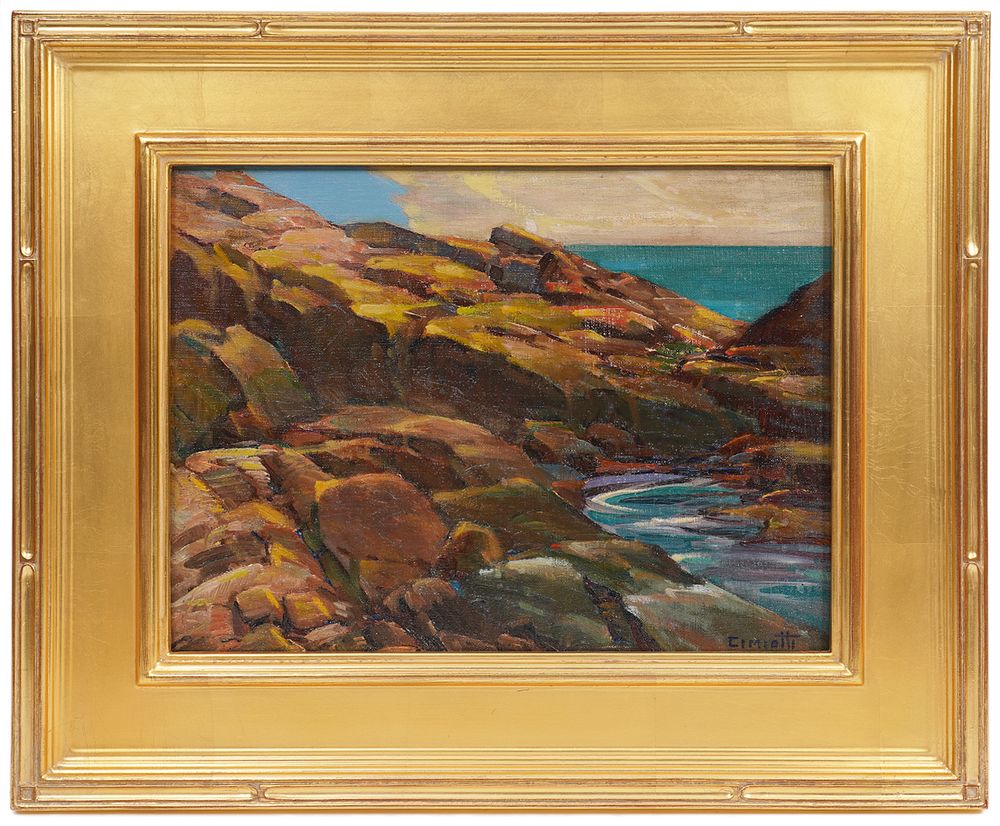 Appraisal: Gustave Cimiotti Jr 'Norman's Ledges' Oil Gustave Cimiotti Jr America