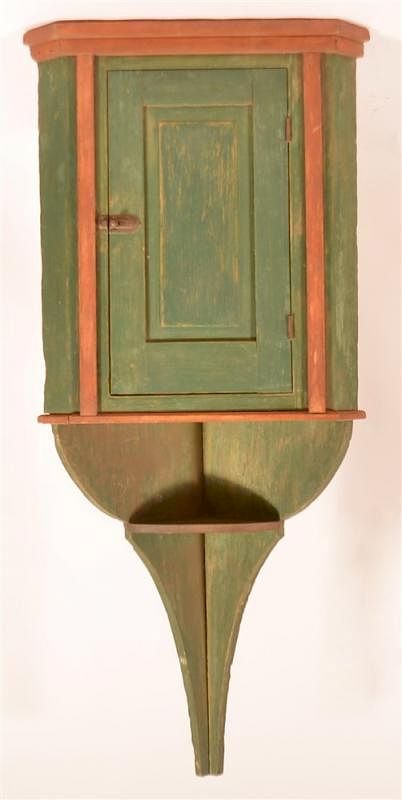 Appraisal: Unusual th C Paint Decorated Hanging Cupboard Unusual th C