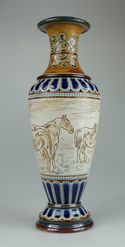 Appraisal: Royal Doulton lambeth vase decorated all around with horses by