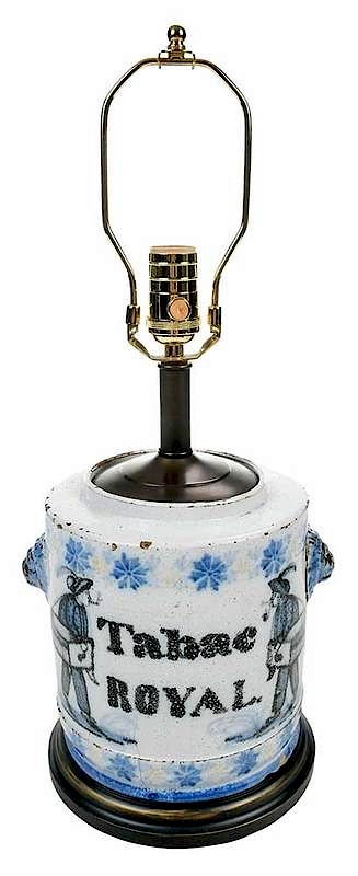 Appraisal: Delftware Tabac Royal Jar Converted to Lamp possibly Spanish th