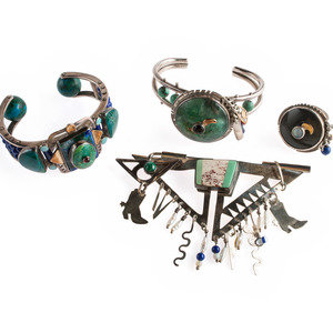 Appraisal: Michael Boyd American th st century Whimsical Southwestrn-style Silver Jewelry