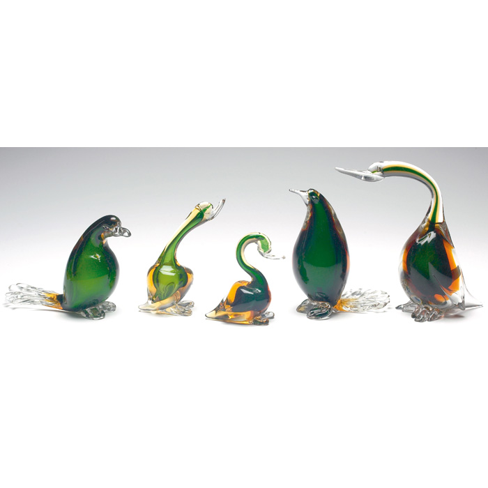 Appraisal: Murano figurine duck in green glass with clear tail original