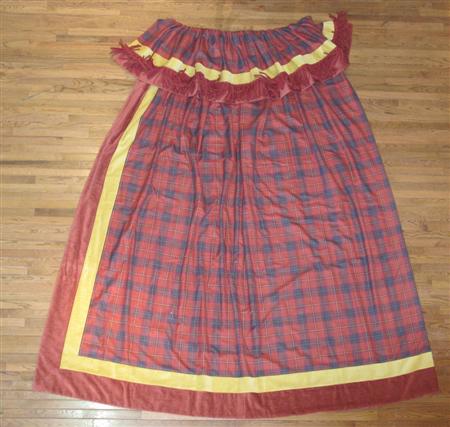 Appraisal: A pair of handmade red tartan curtains with pelmet gold