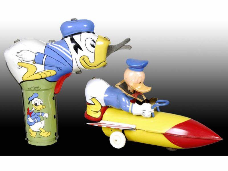 Appraisal: Lot of Walt Disney Donald Duck Character Toys Description Both