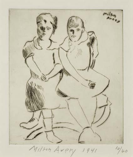 Appraisal: MILTON AVERY Helen and Lilly Drypoint x mm x inches