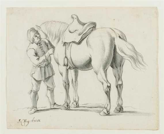 Appraisal: RUGENDAS JOHANN GEORG LORENZ Augsburg Peasant with horse Black and