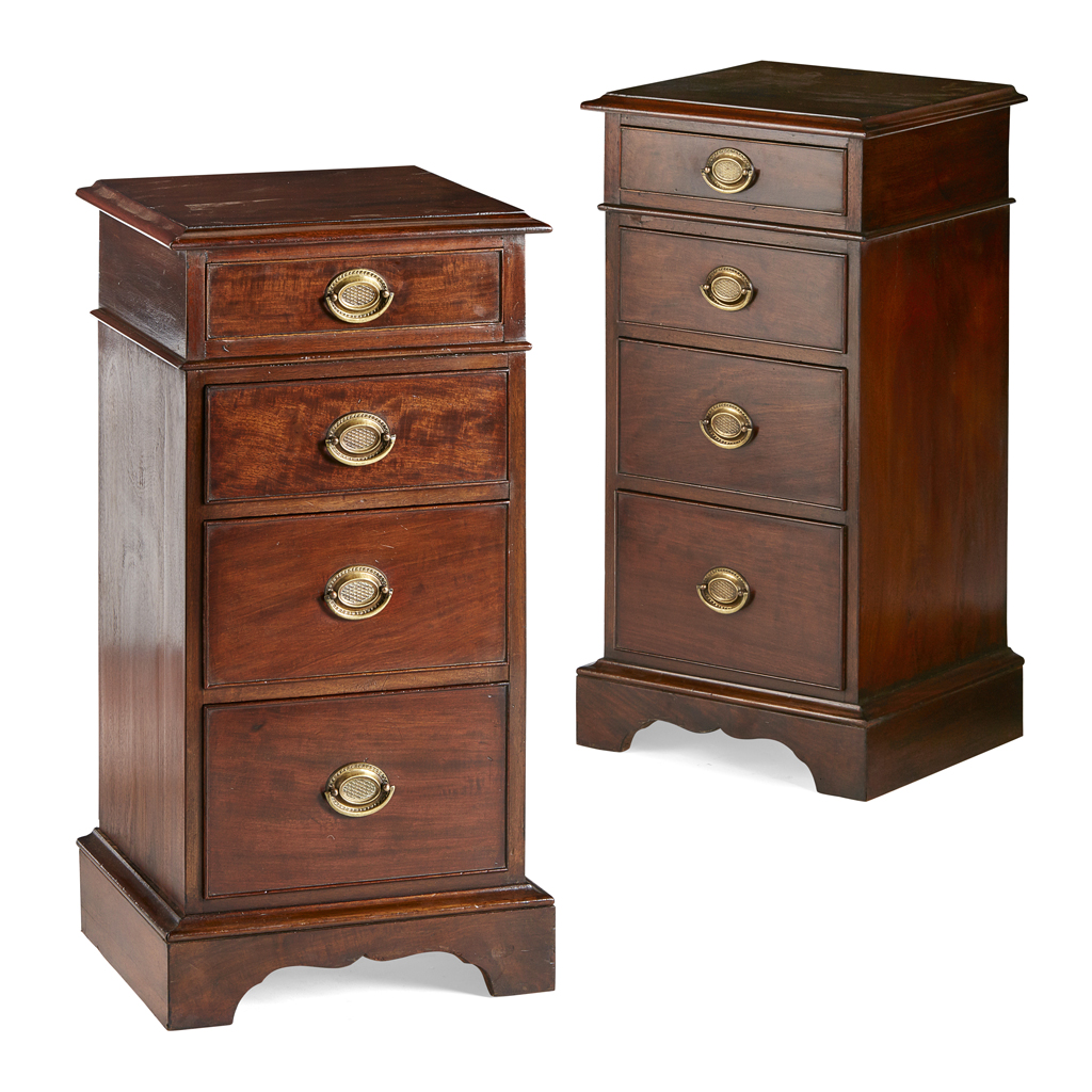 Appraisal: PAIR OF GEORGIAN STYLE MAHOGANY BEDSIDE CABINETS TH EARLY TH