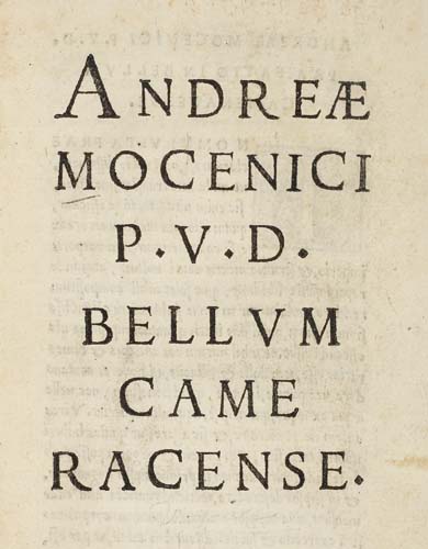 Appraisal: MOCENIGO ANDREA Bellum Cameracense leaves Small vo th-century marbled boards