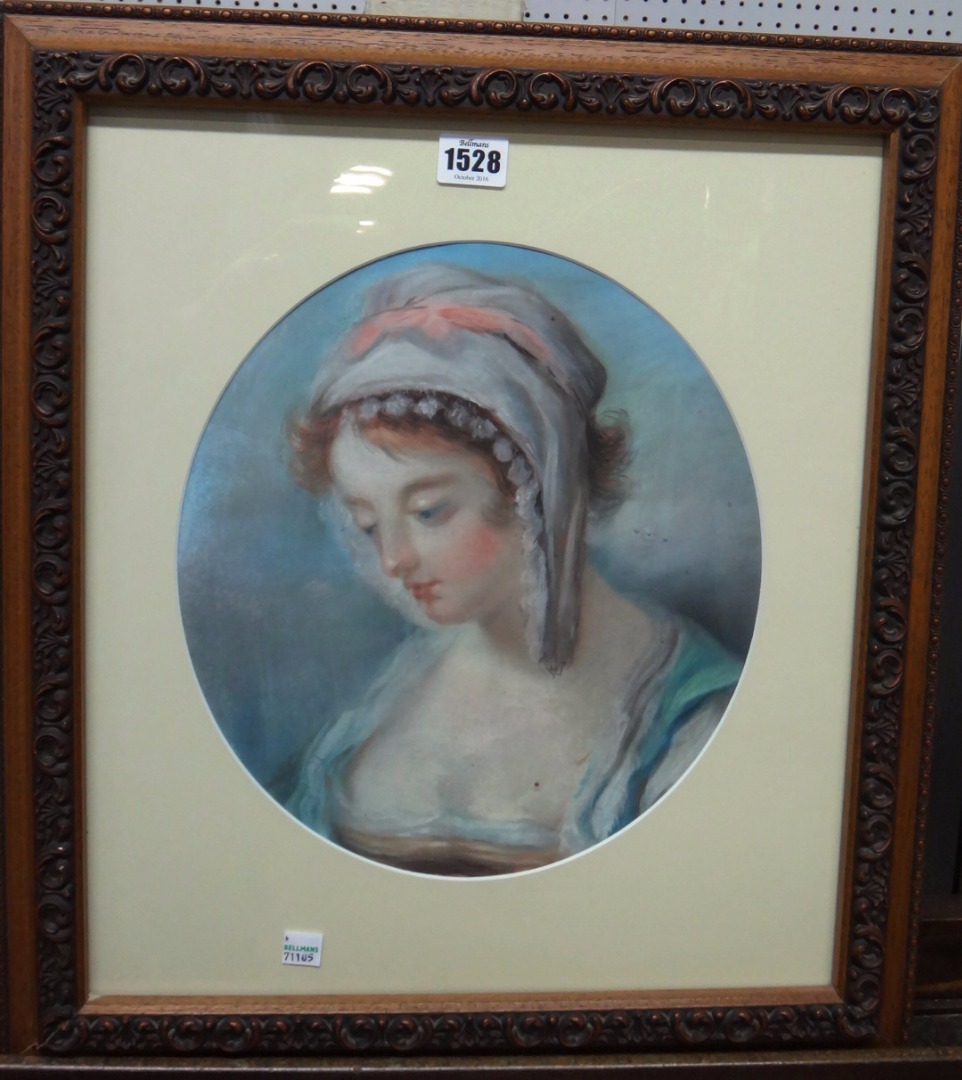 Appraisal: French School th century Study of a serving girl pastel