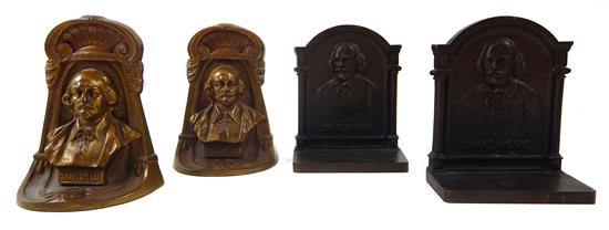 Appraisal: Two pairs Shakespeare bookends first pair bronzed Bradley Hubbard each