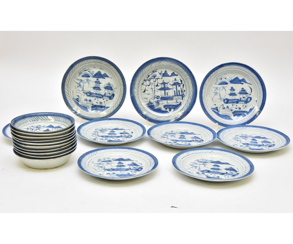 Appraisal: Nine Canton Porcelain Plates etc Nine Canton porcelain plates th