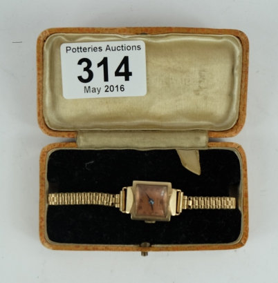 Appraisal: Helvetia ct gold ladies watch in original box with rolled