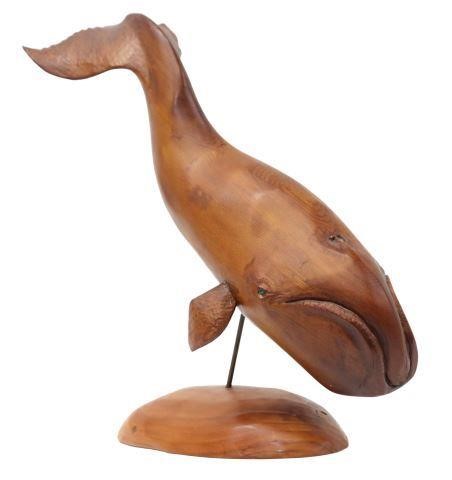 Appraisal: Carved wood sculpture Bow Head Whale signed BAER under tail