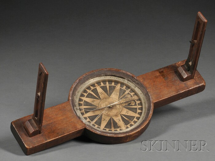 Appraisal: Newell Son Walnut Surveying Compass Boston c -in dia dial