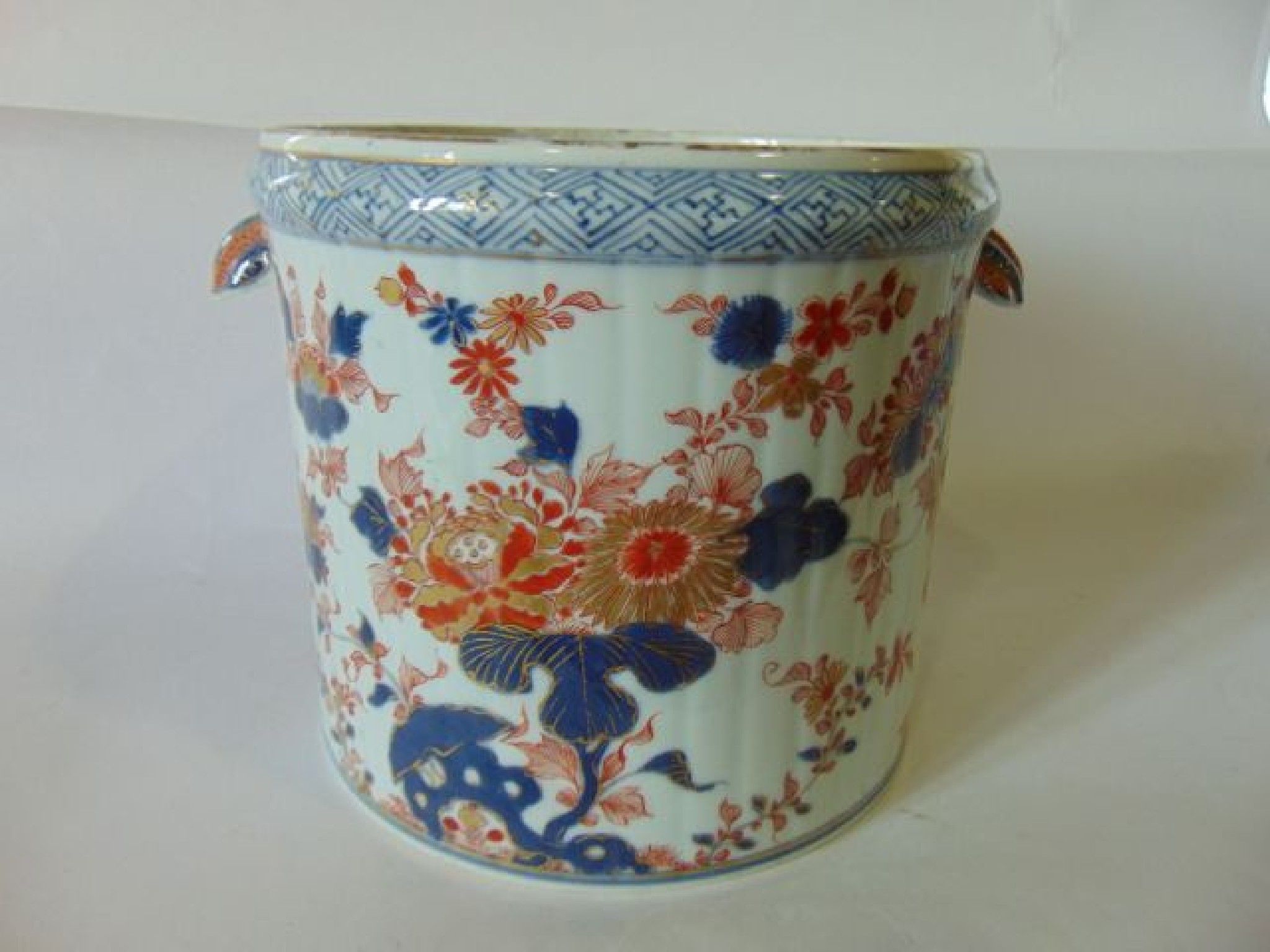 Appraisal: A th century two handled Imari jardini re of cylindrical