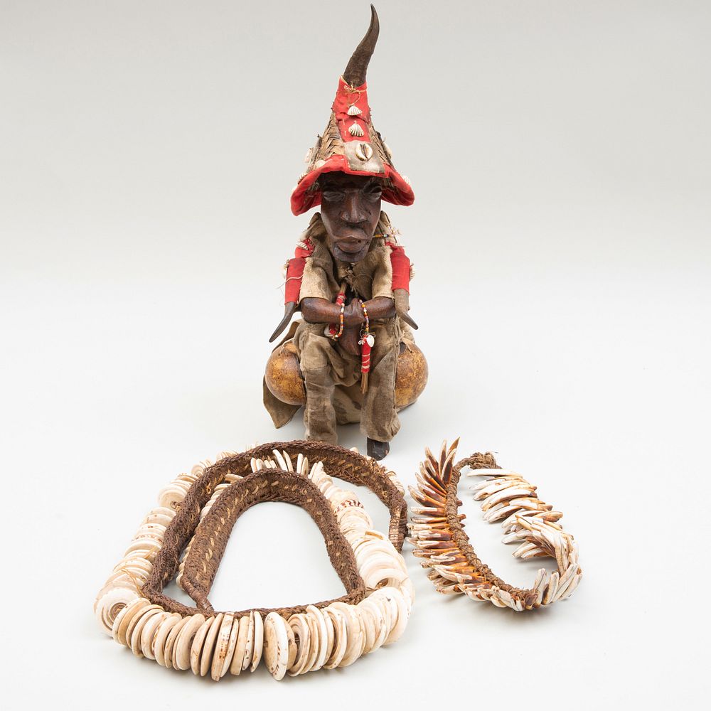 Appraisal: Melanesian Bone Necklace and a Shell Belt Together with a