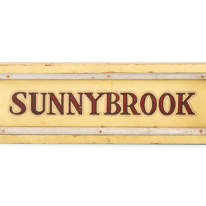 Appraisal: A Painted Wood Double-Sided 'Sunnybrook' Sign th Century Height x